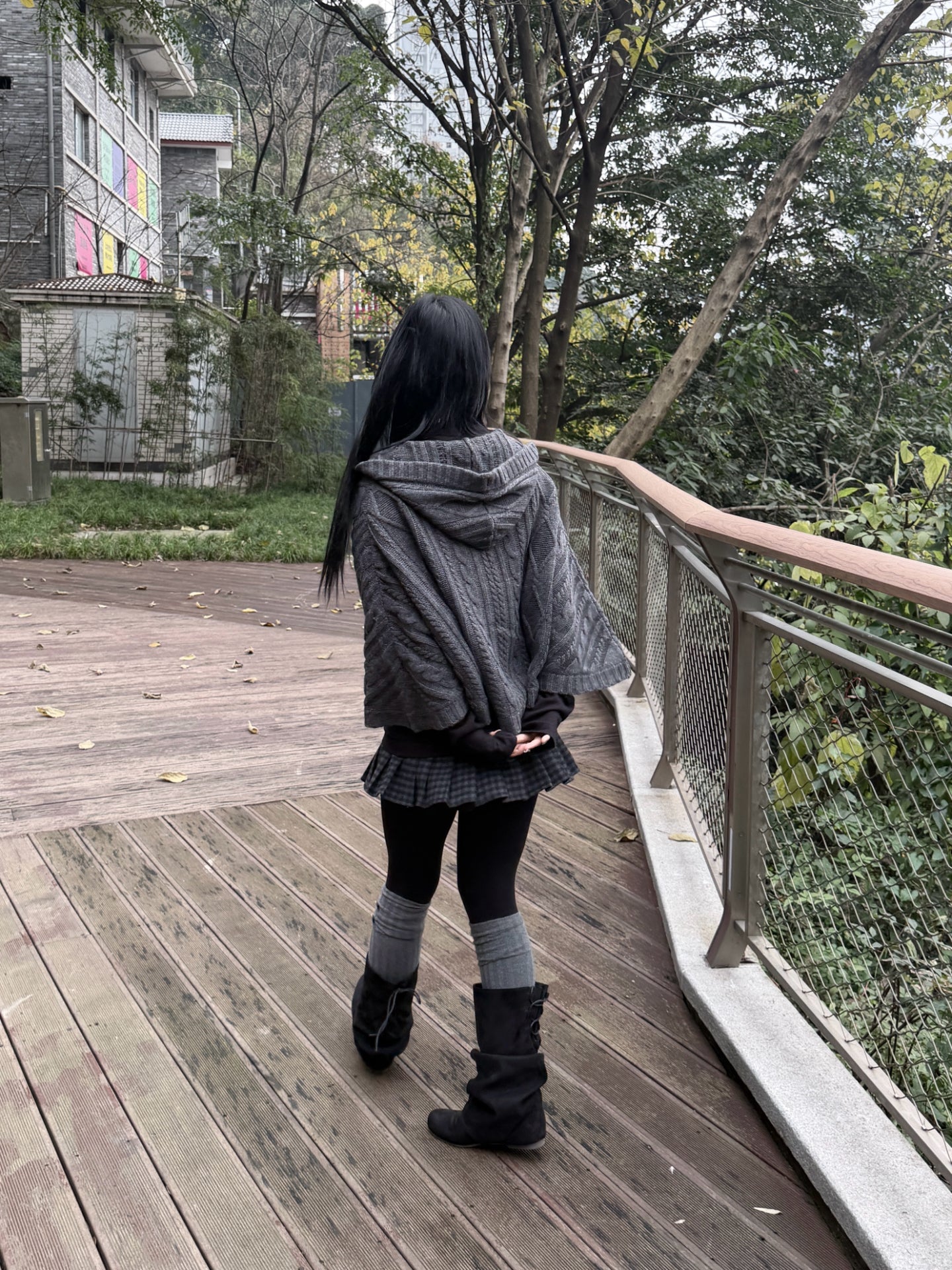 Vintage Knit Hooded Batwing Cape Sweater