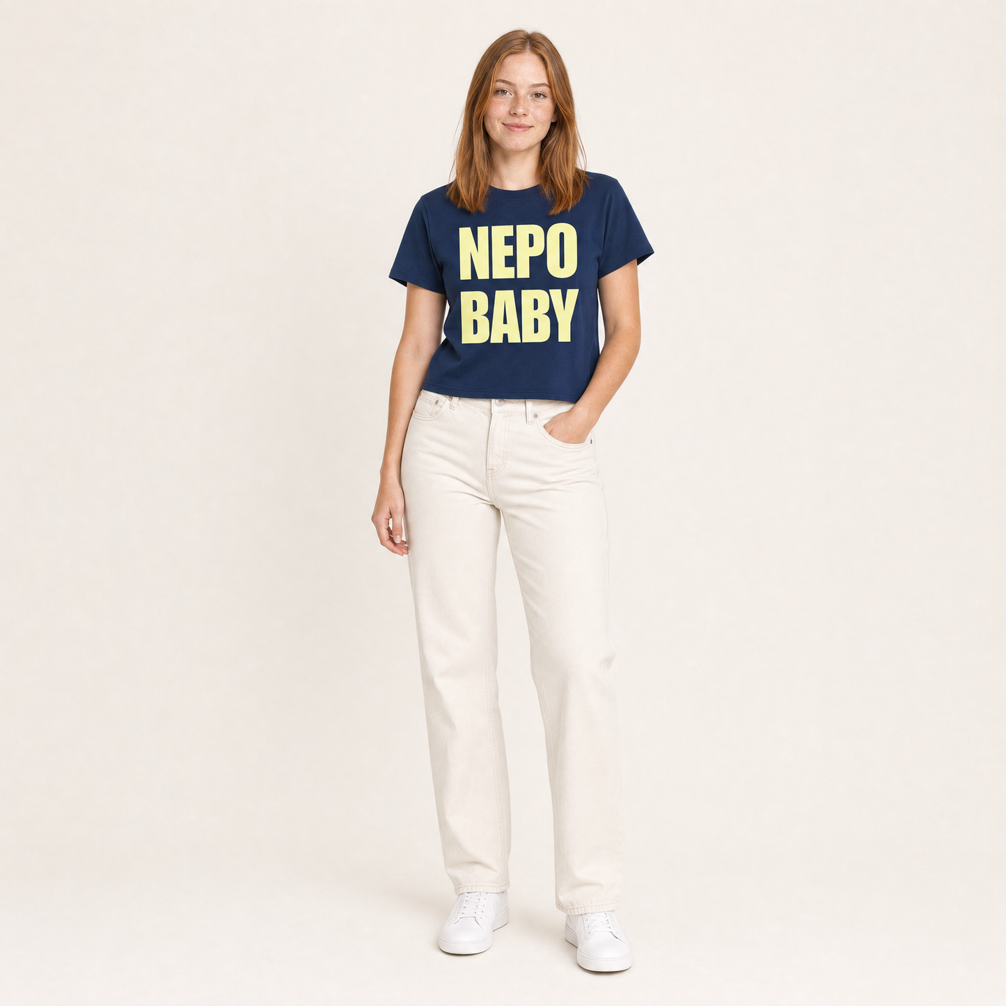 Nepo Baby Baby Tee — Nepo Baby - Navy — full-body fit